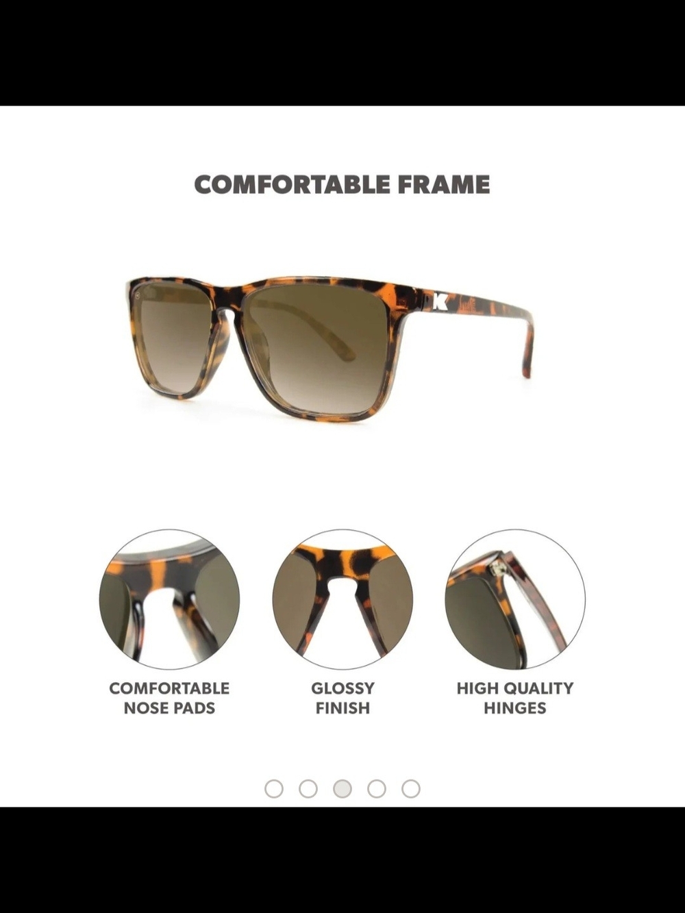 Knockaround Women's Tortoiseshell Polarized Sunglasses with Amber Lenses - Picture 9 of 9